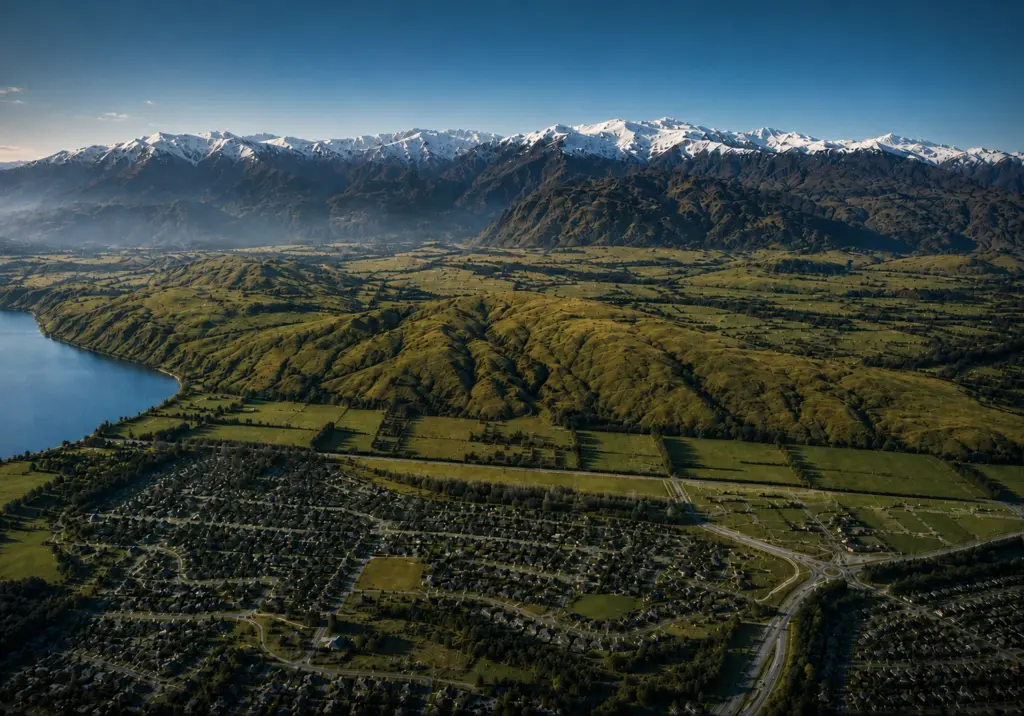 Aerial view of Lake Hayes and the Queenstown landscape