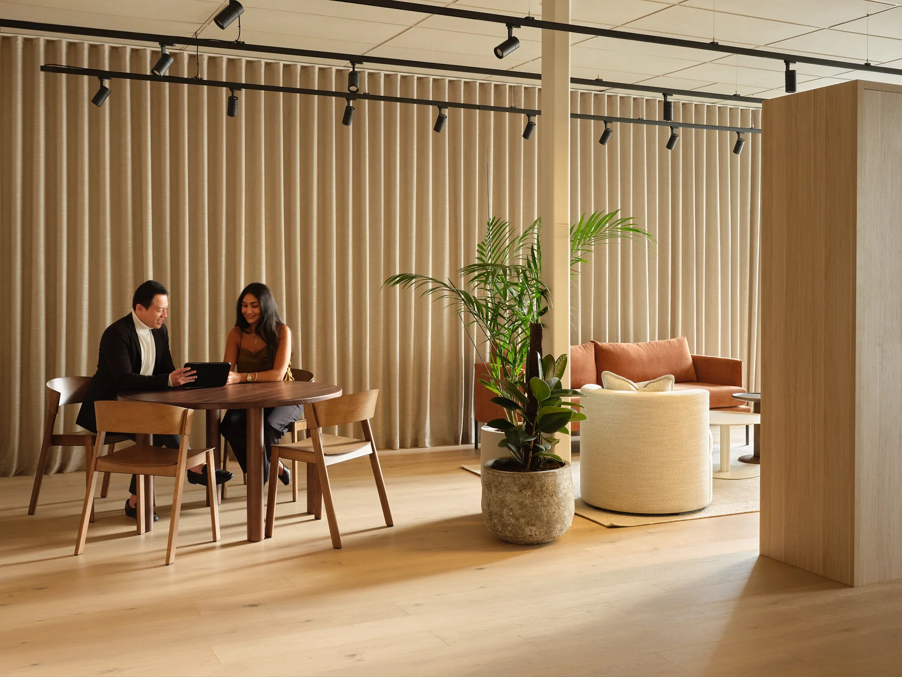 A personal conversation in the sales suite